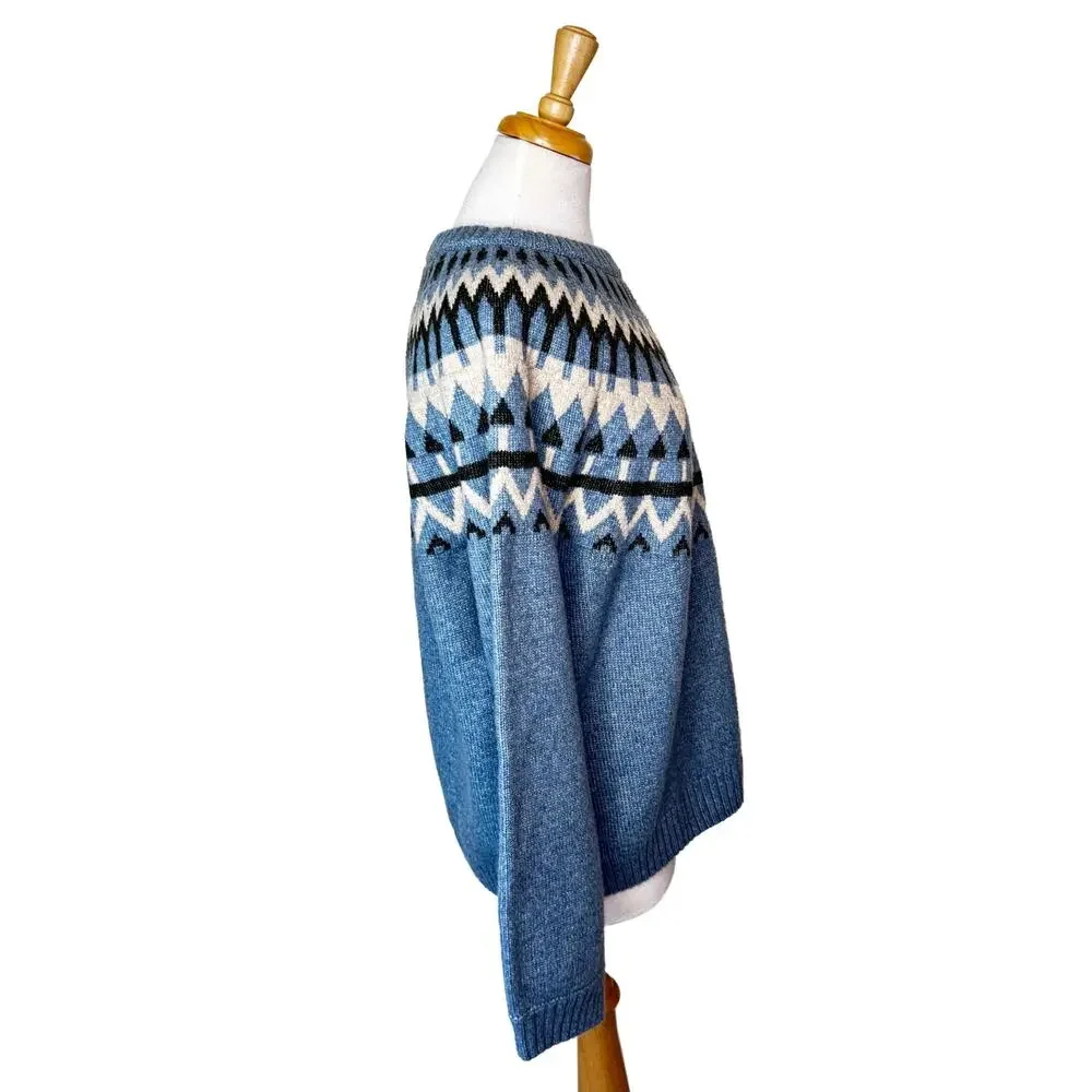 HANNA ANDERSSON Holiday Fair Isle Sweater Blue Size Large